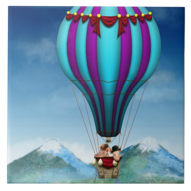 Flying Pig - Balloon - Up up and Away Tile (Front)
