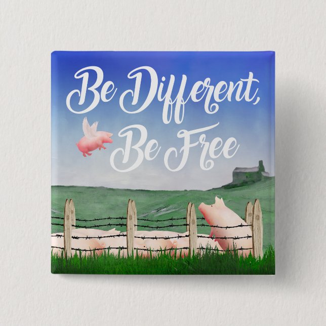 Flying Pig-Be Different 15 Cm Square Badge (Front)