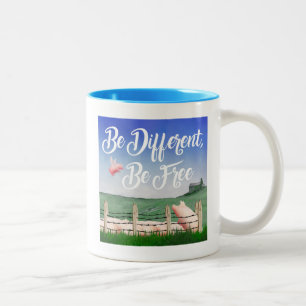 Flying Pig-Be Different Two-Tone Coffee Mug