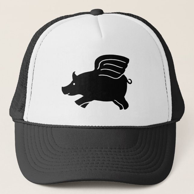 Flying Pig - Black Trucker Hat (Front)