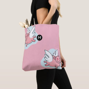 Flying Pig Chinese Year Monogram Choose Colour Tote Bag