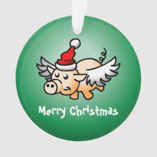 Flying Pig Christmas Acrylic Ornament