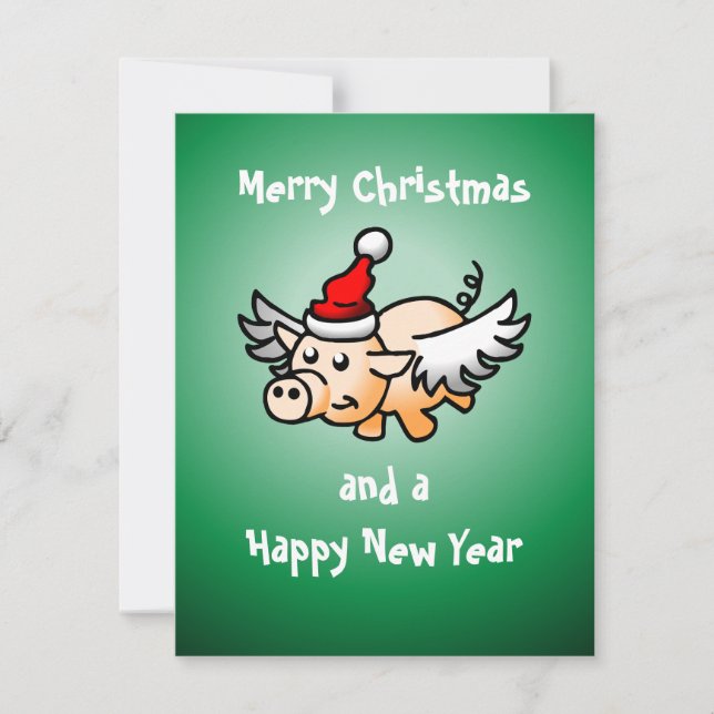 Flying Pig Christmas Card (Front)