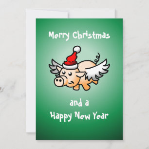 Flying Pig Christmas Card