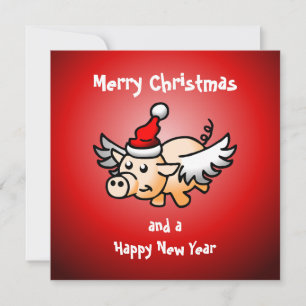 Flying Pig Christmas Card