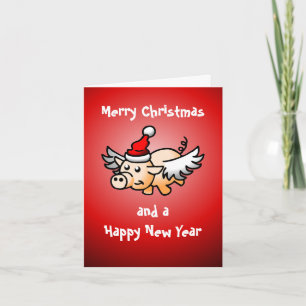 Flying Pig Christmas Photo Card