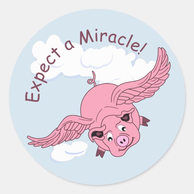 Flying Pig Classic Round Sticker (Front)