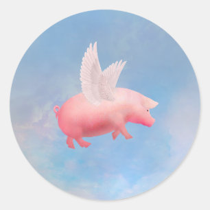 Flying Pig Classic Round Sticker