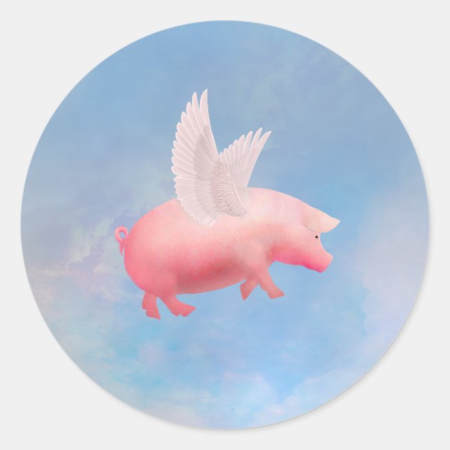 Flying Pig Classic Round Sticker (Front)