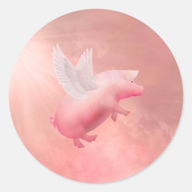 Flying Pig Classic Round Sticker (Front)