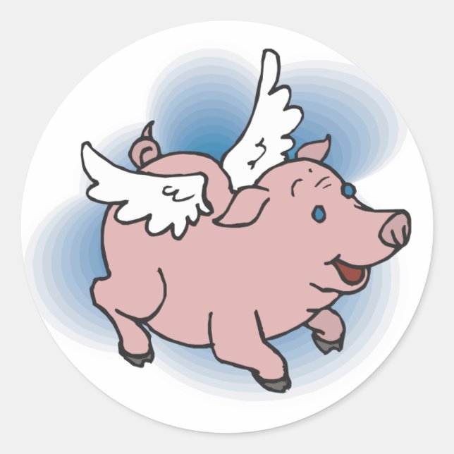Flying Pig Classic Round Sticker (Front)