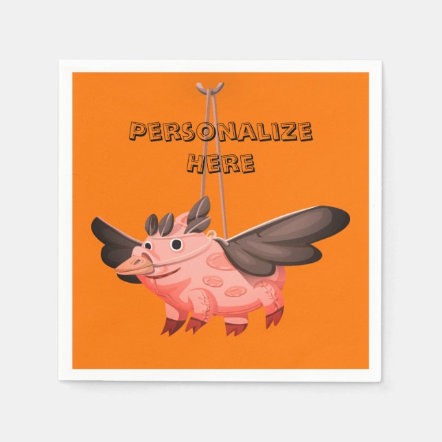 Flying pig crow costume fall cute autumn orange napkin (Front)