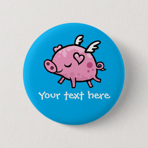 Flying pig customisable button badge