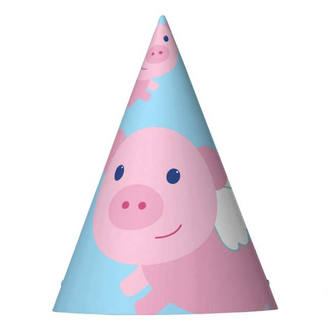 Flying Pig Cute 1st Birthday Party Hats (Front)