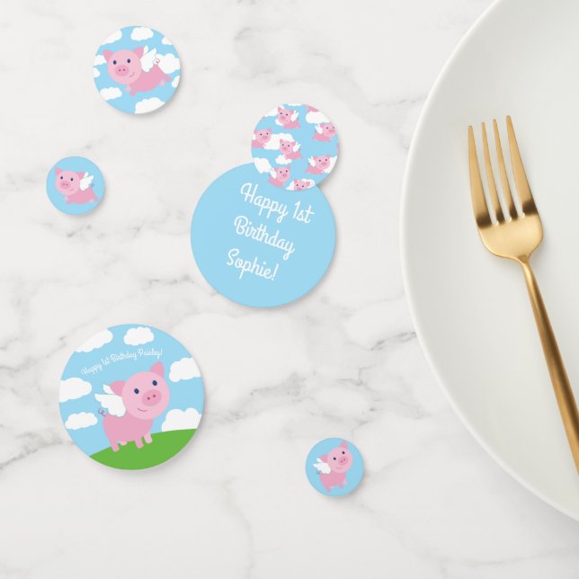 Flying Pig Cute 1st Birthday Party Table Decor Confetti (Group)