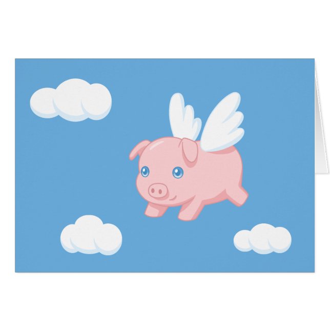 Flying Pig - Cute Piglet with Wings (Front Horizontal)