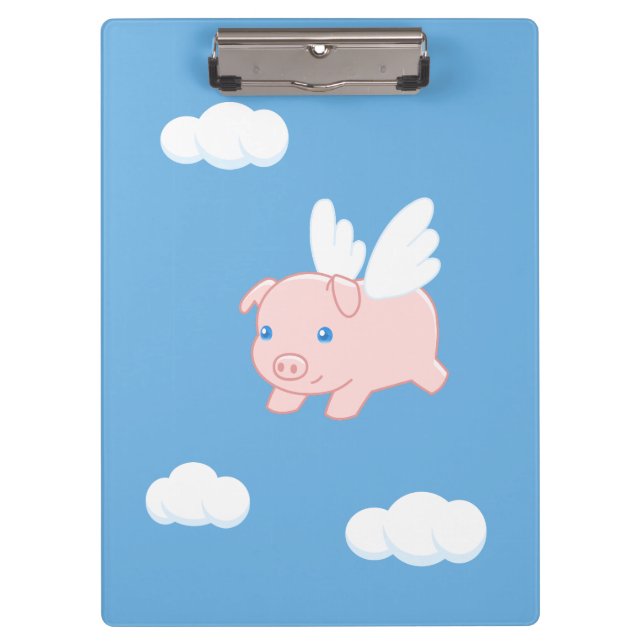 Flying Pig - Cute Piglet with Wings Clipboard (Front)