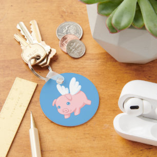 Flying Pig - Cute Piglet with Wings Key Ring