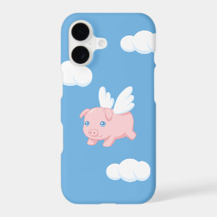 Flying Pig - Cute Piglet with Wings on Blue