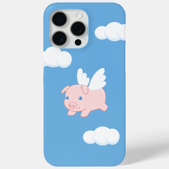 Flying Pig - Cute Piglet with Wings on Blue Case-Mate iPhone Case (Back)