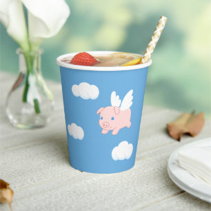 Flying Pig - Cute Piglet with Wings Paper Cups