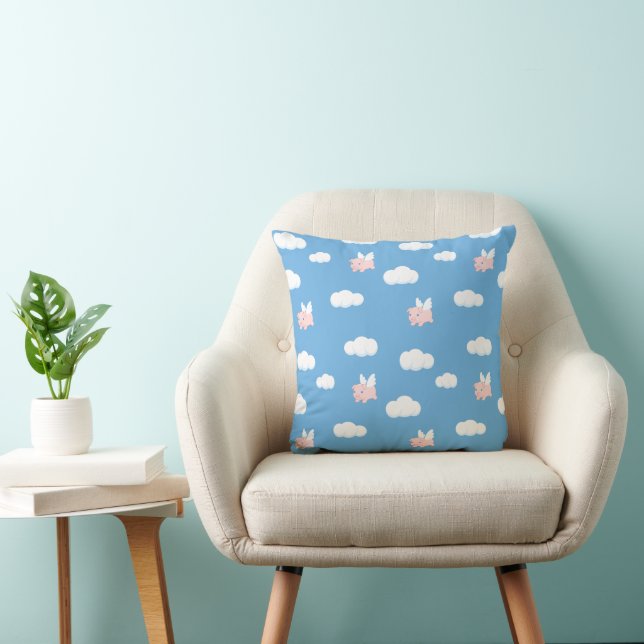 Flying Pig Cute Piglet with Wings Pattern Cushion (Chair)