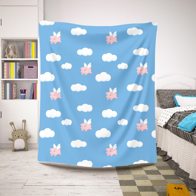 Flying Pig - Cute Piglet with Wings Sherpa Blanket (Creator Uploaded)