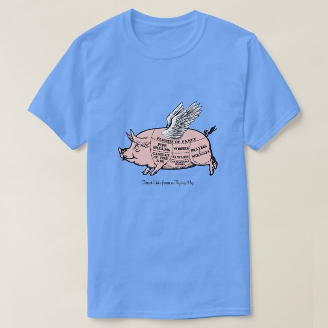 Flying Pig Cuts Diagram T-Shirt (Design Front)