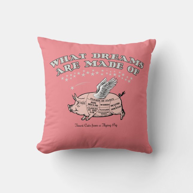 Flying Pig Cuts Diagram Throw Pillow (Front)