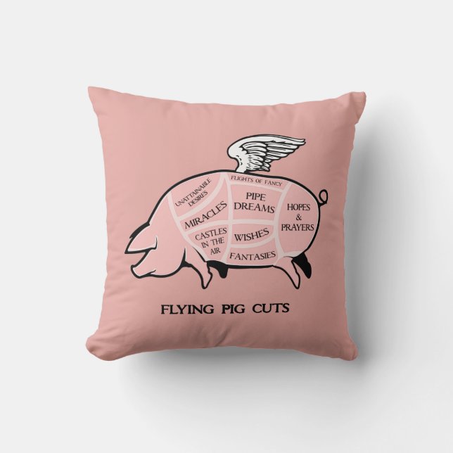 Flying Pig Cuts Pillow (Front)