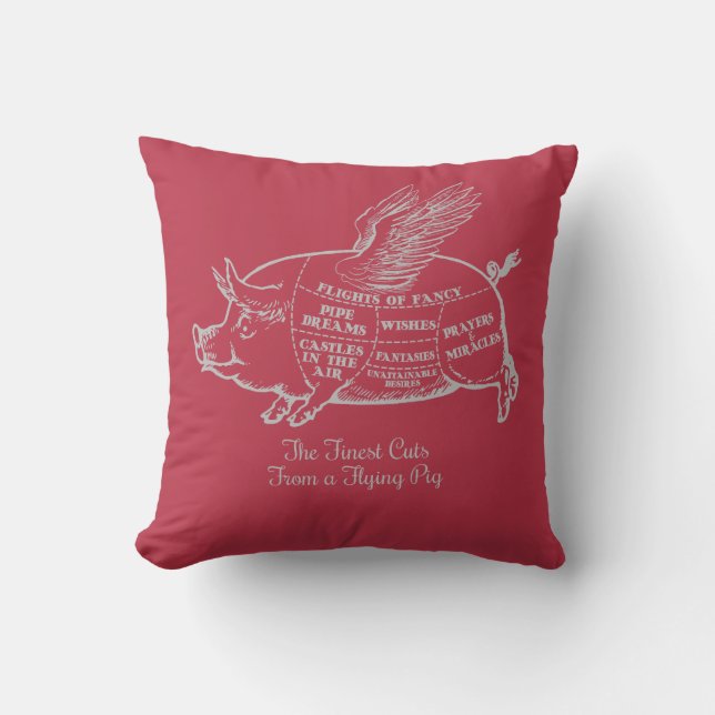 Flying Pig Cuts Throw Pillow (Front)
