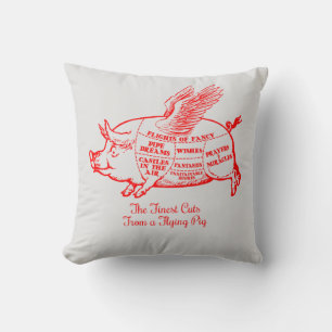 Flying Pig Cuts Throw Pillow