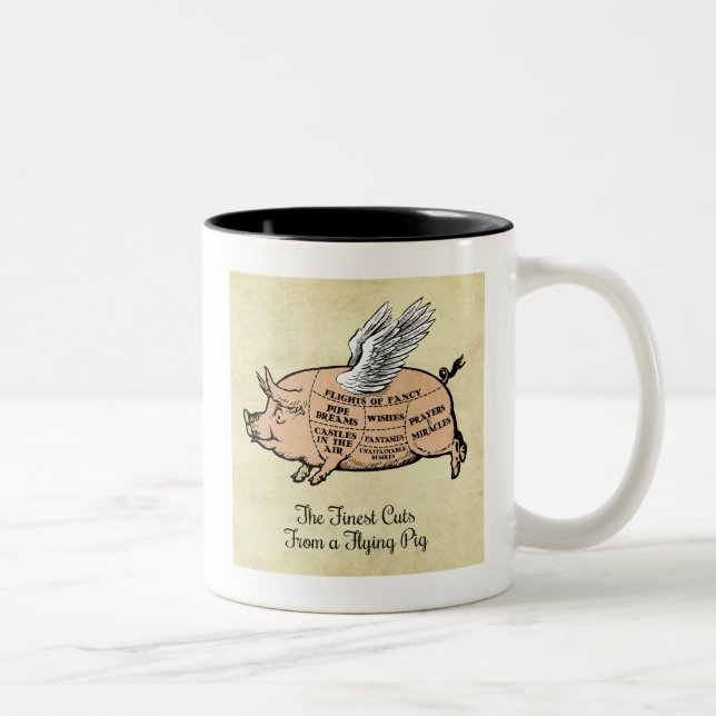 Flying Pig Cuts Two-Tone Coffee Mug (Right)