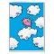 Flying pig dances on clouds