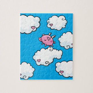 Flying pig dances on clouds puzzle