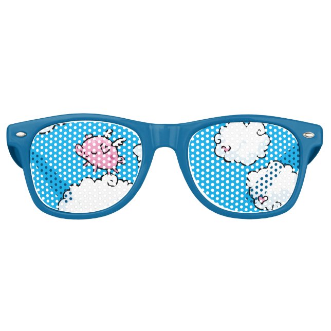Flying pig dances on clouds retro sunglasses (Front)
