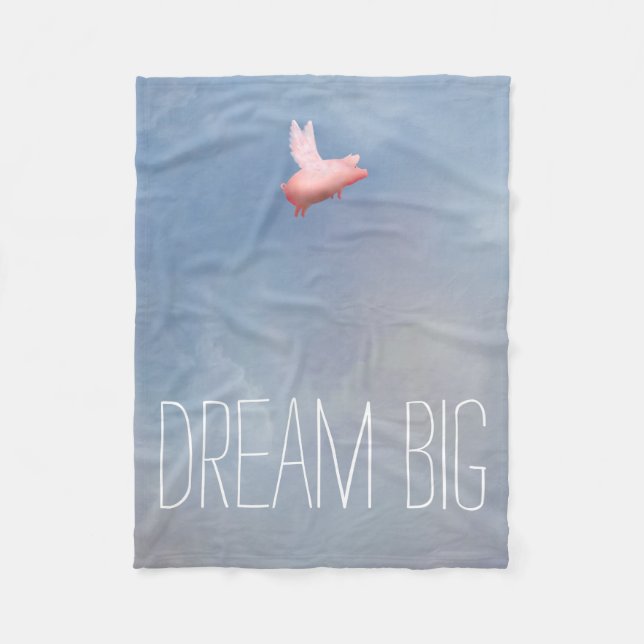 Flying Pig Dream Big Fleece Blanket (Front)