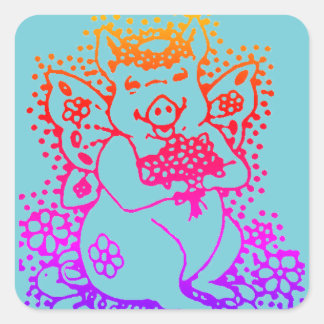 FLYING PIG, FLOWER FAIRY COLOR STICKERS Squ, SHEET