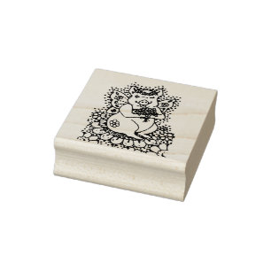FLYING PIG, FLOWER FAIRY RUBBER STAMP