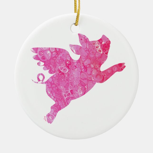 Flying Pig, Flying Pig Ceramic Tree Decoration (Front)