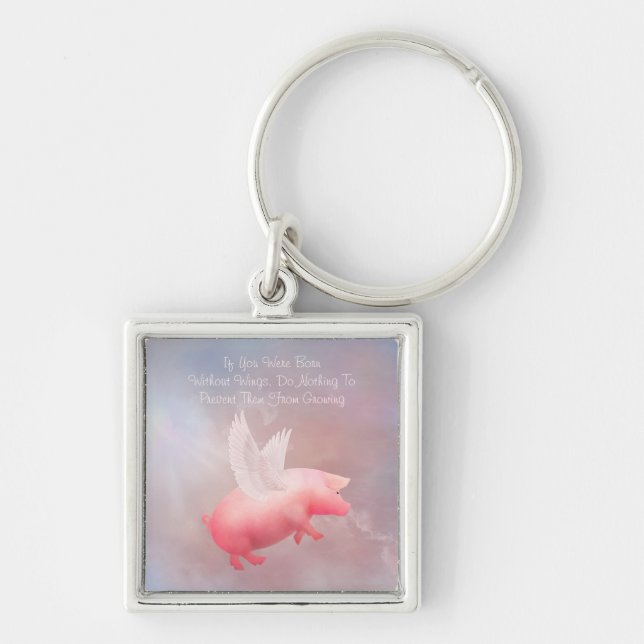 Flying Pig Grow Your Wings Key Ring (Front)
