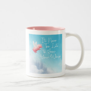 Flying Pig-Grow Your Wings Two-Tone Coffee Mug