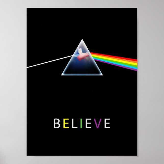 Flying pig in prism believe poster (Front)