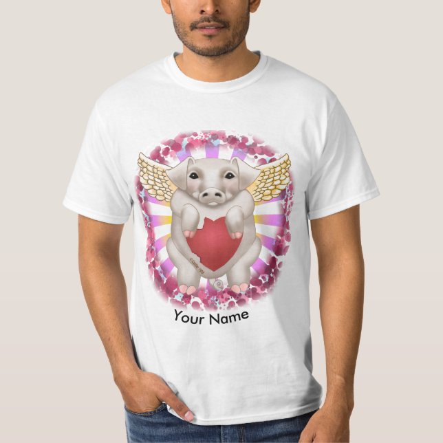 Flying Pig Love  custom t-shirts (Front)