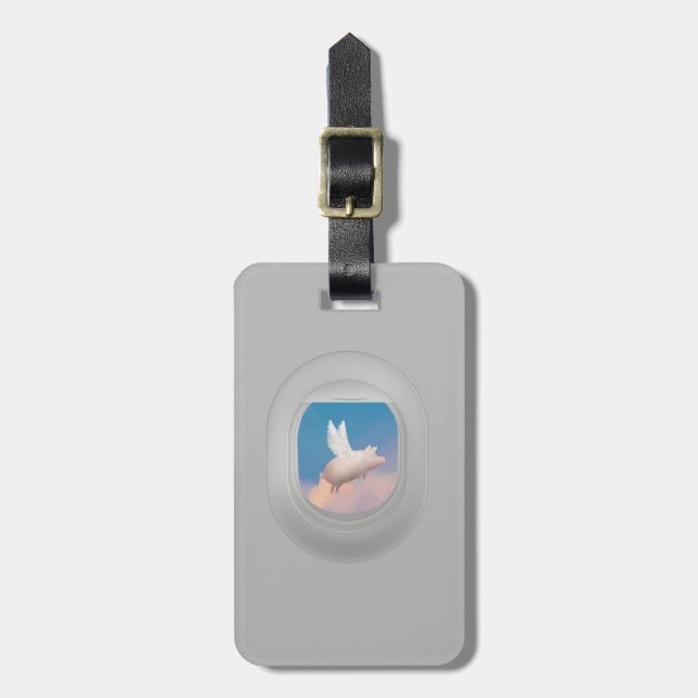flying pig luggage tag (Front Vertical)