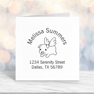Flying Pig - Piglet with Wings Arch Address Self-inking Stamp