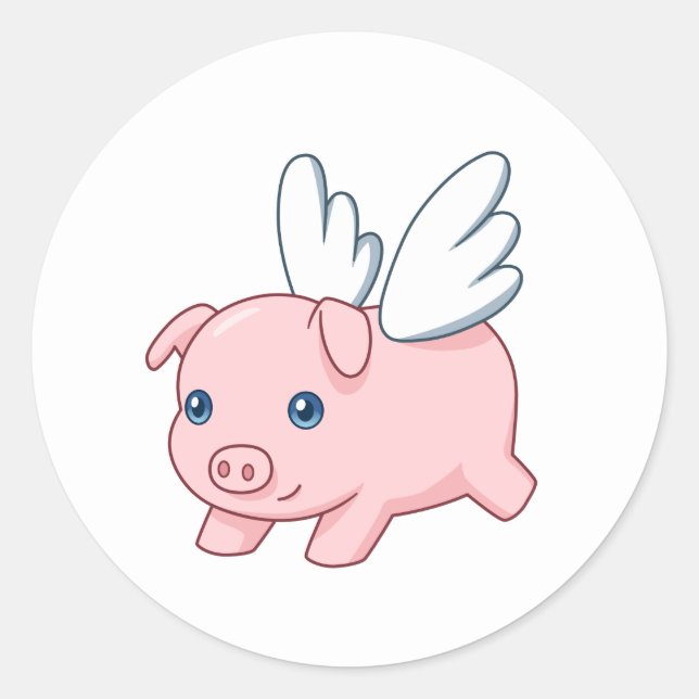 Flying Pig - Piglet with Wings Classic Round Sticker (Front)