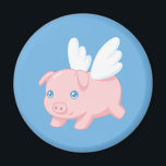 Flying Pig - Piglet with Wings on Blue Magnet<br><div class="desc">Vector illustration of an adorable flying pig with angel-like wings.</div>