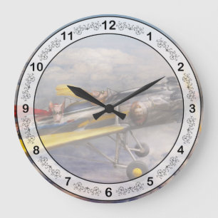 Flying Pig - Plane -The joy ride Large Clock