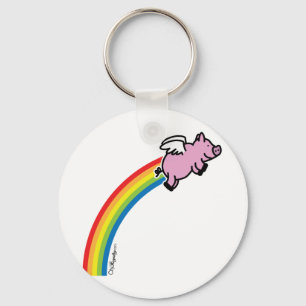 Flying Pig Rainbow Key Ring